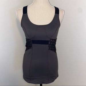 VPL gray & black suspender strap cut out mesh sides tank top size Medium